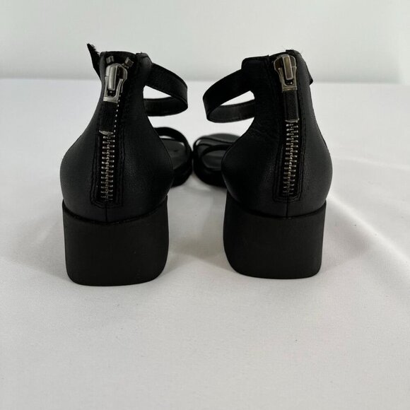 Eileen Fisher Noni Womens Size 7.5 Black Tumbled Leather Black Heel Hook & Loop - Picture 4 of 15